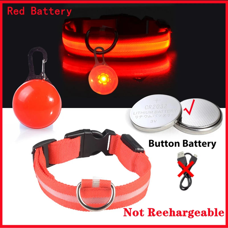 LED Rechargeable Glow Collar with Pendant – Night Safety for Small Dogs & Cats (All Sizes)