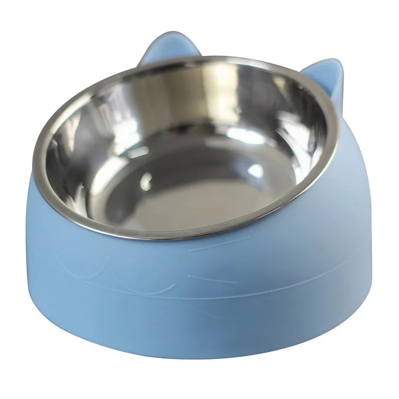 Inclined Stainless Steel Pet Bowl – Non-Slip Feeding Dish for Cats & Small Dogs