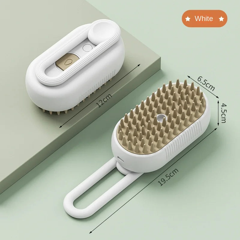 Steamy 3-in-1 Dog Grooming Brush – Electric Spray & Detangler