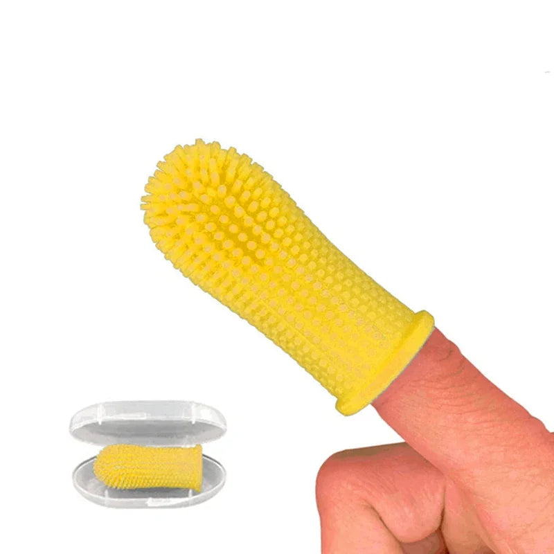 Silicone Pet Finger Toothbrush – 360° Teeth Cleaner for Dogs & Cats with Storage Cas