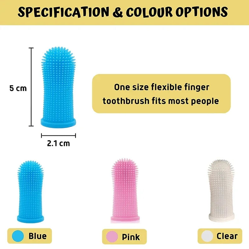 Silicone Pet Finger Toothbrush – 360° Teeth Cleaner for Dogs & Cats with Storage Cas