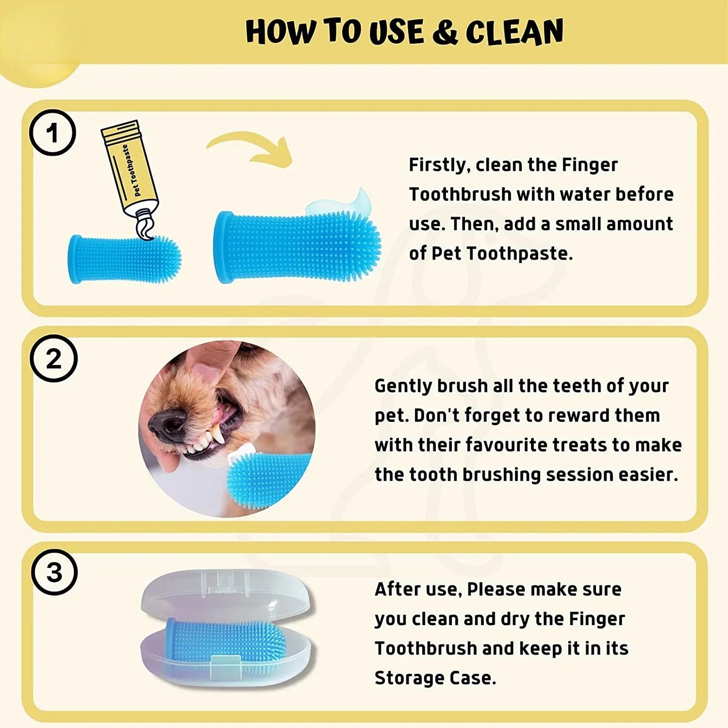 Silicone Pet Finger Toothbrush – 360° Teeth Cleaner for Dogs & Cats with Storage Cas