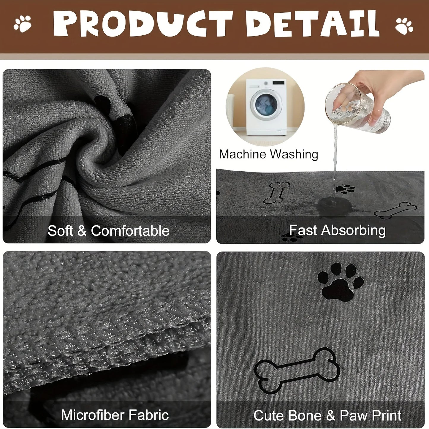 Quick-Dry Cotton Pet Towel – Soft & Absorbent Bath Towel for Dogs and Cats