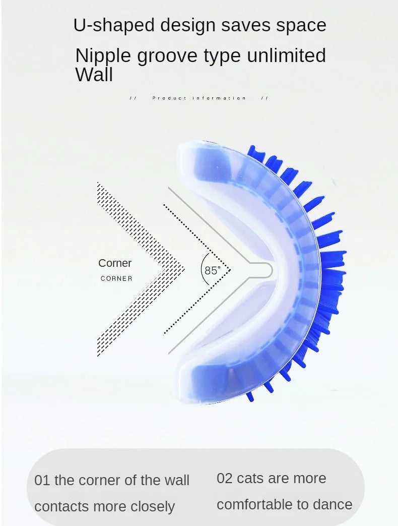 Cat Wall Corner Self-Grooming Brush – Corner Scratcher & Massager with Bristles