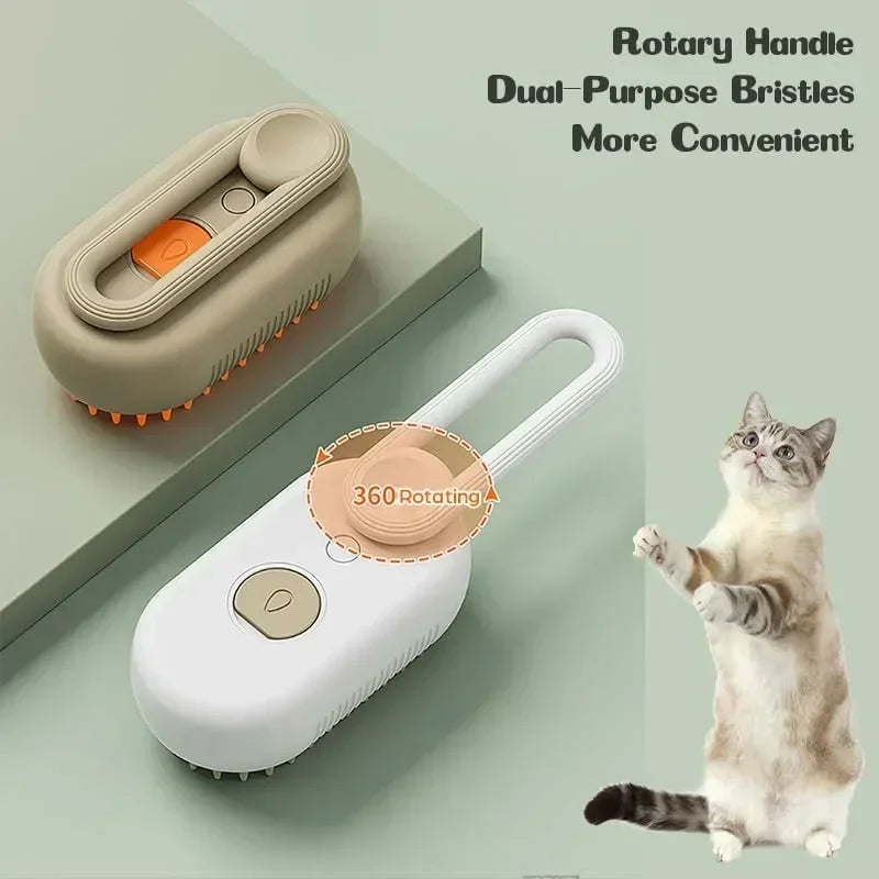 Steamy 3-in-1 Dog Grooming Brush – Electric Spray & Detangler