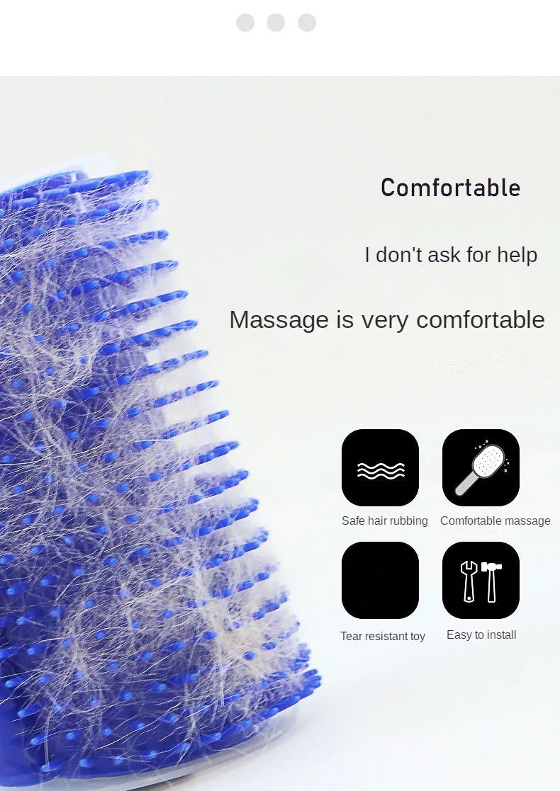 Cat Wall Corner Self-Grooming Brush – Corner Scratcher & Massager with Bristles