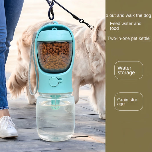 Portable Dog & Cat Water Bottle – Travel Feeder with Food Storage & Leakproof Dispenser