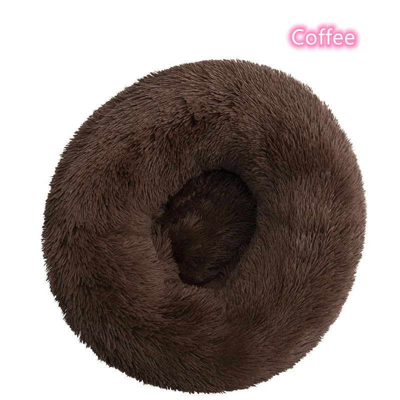 Super Soft Donut Cat & Dog Bed – Plush, Washable, Anti-Slip Pet Nest for Deep Sleep (Multiple Sizes & Colors)