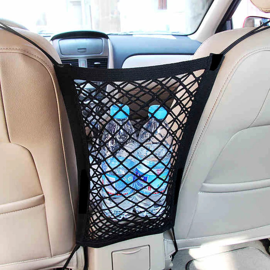Pet Car Barrier with Safety Mesh Net & Storage Pocket – Back Seat Dog Guard for Cars