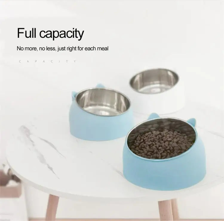Inclined Stainless Steel Pet Bowl – Non-Slip Feeding Dish for Cats & Small Dogs